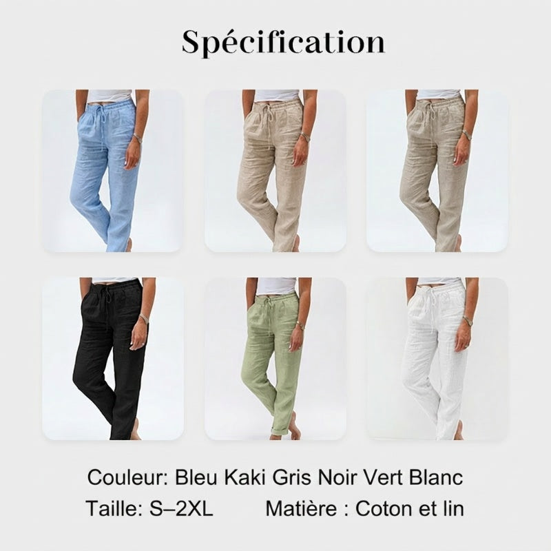 💎 60% DE RÉDUCTION ! 💎 Pantalon Décontracté à Jambe Droite – Coton & Lin Respirant, Taille Élastiquée & 6 Couleurs Disponibles 🌿👖