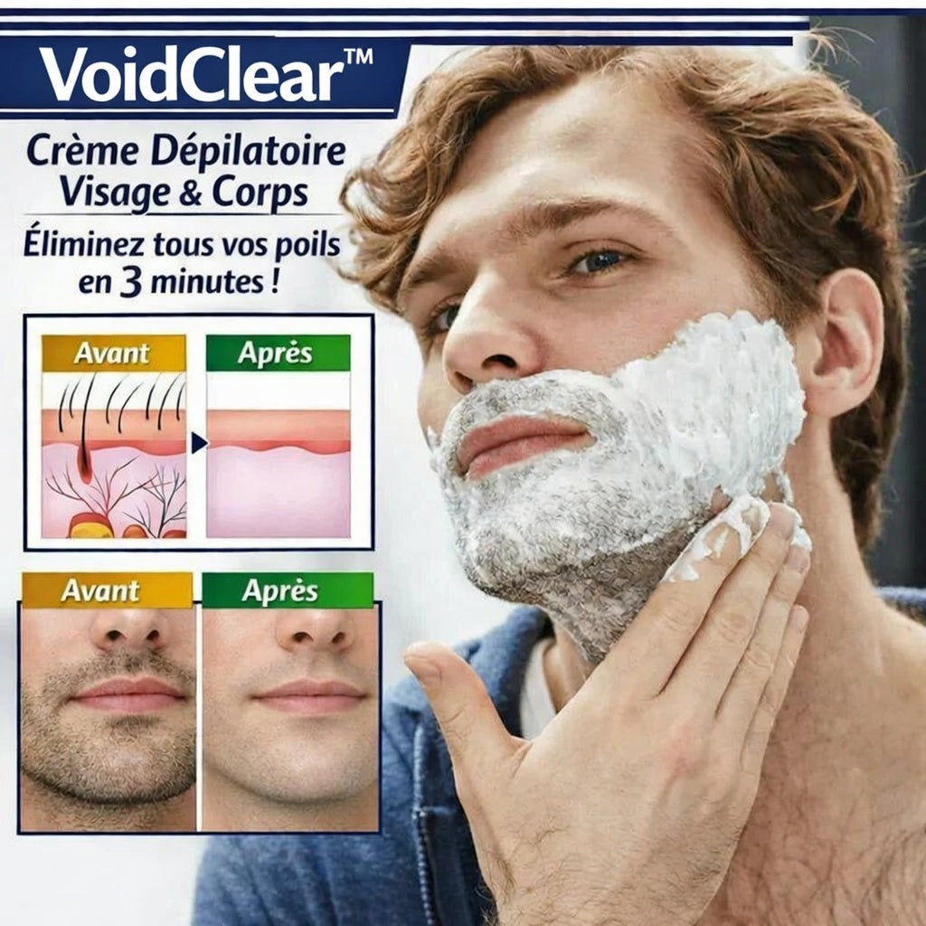 VoidClear™ Crème Dépilatoire Visage & Corps | Éliminez tous vos poils en 3 minutes !