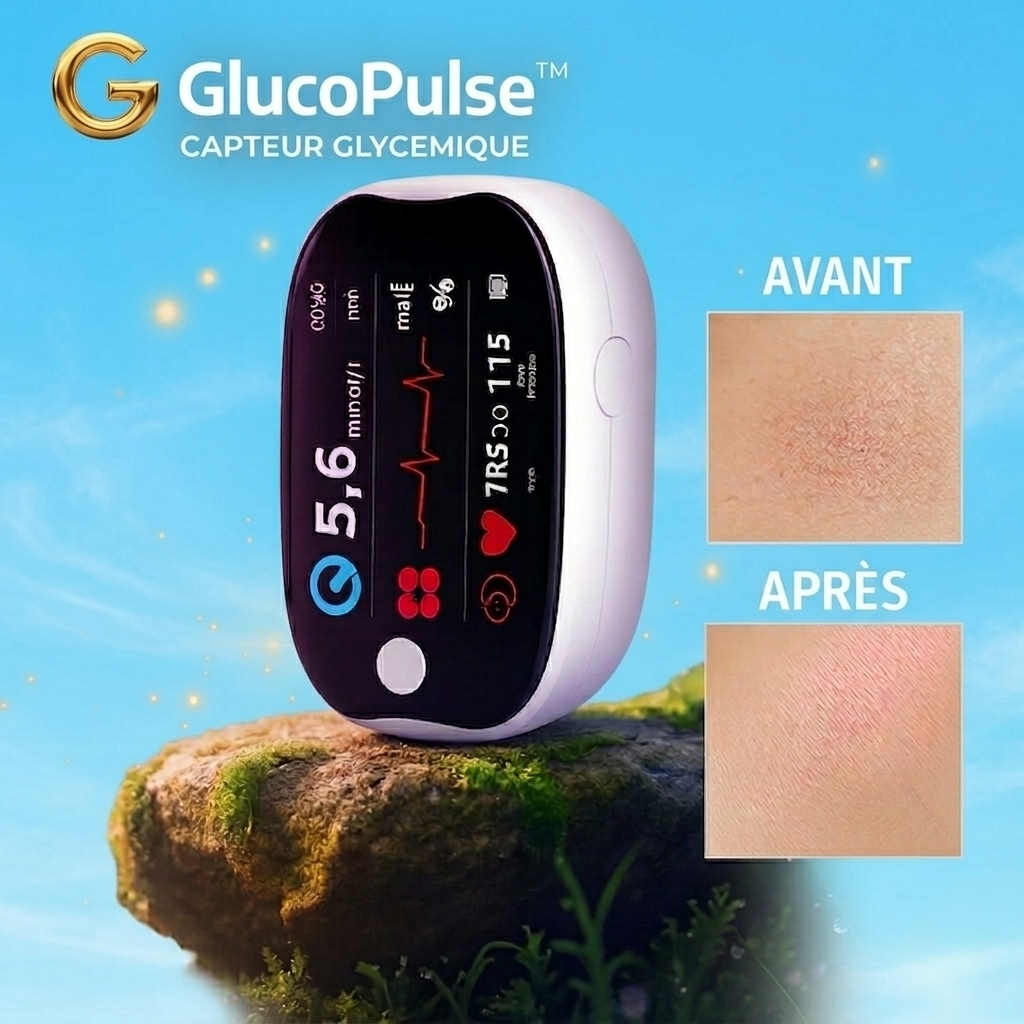 Glucopulse™ Capteur Glycémique | Économisez des centaines d'euros sur les bandelettes grâce à une lecture de la glycémie précise à 99,9 % – et ce, sans aucune aiguille.