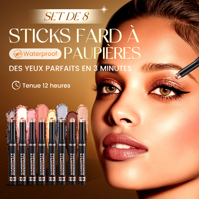 ✨Plus de 50 000 unités vendues ! 🎁 8 teintes de fards à paupières en stick pailletés, waterproof, longue tenue et multi-usage