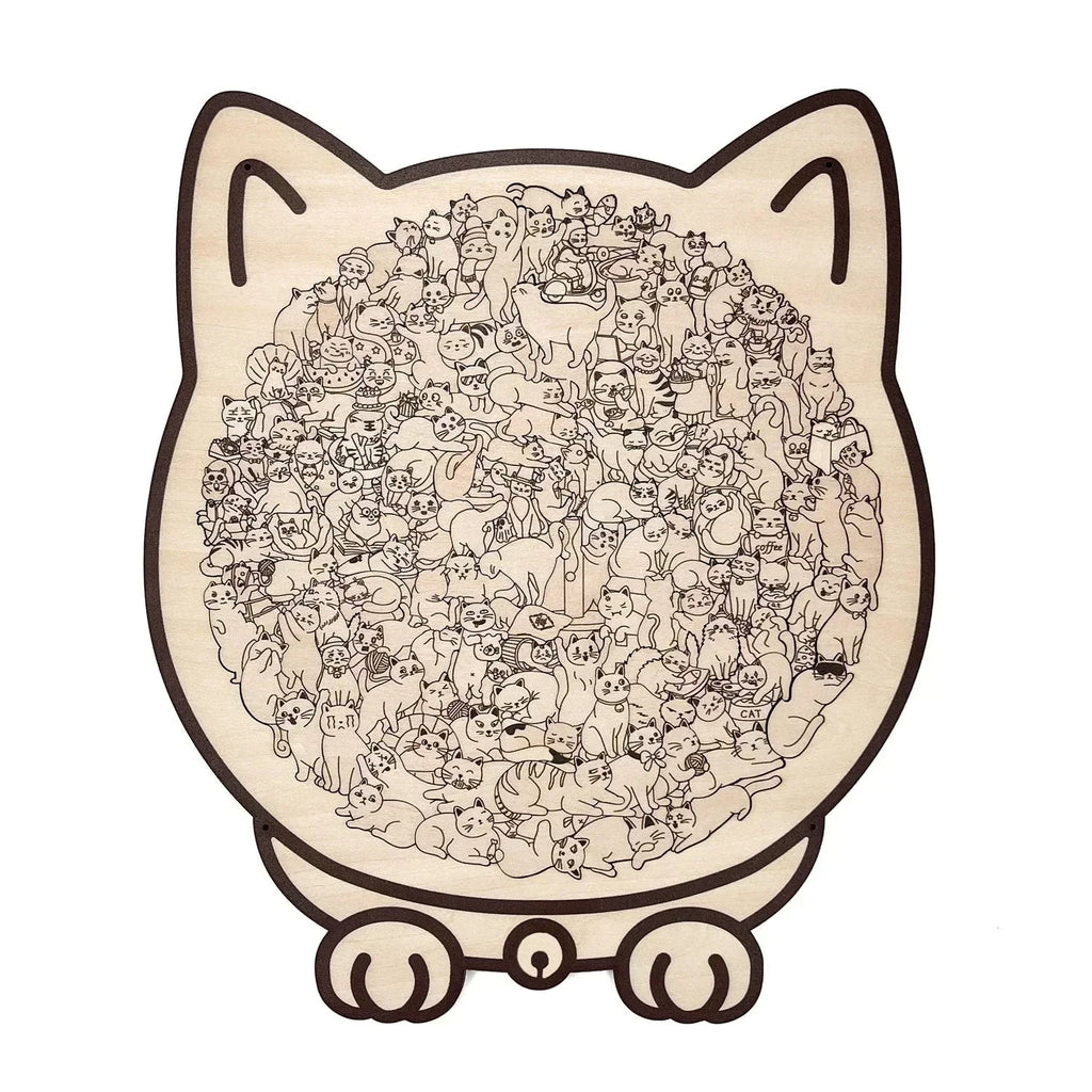 ⏳Limited-time 50% off⏰135-Piece Morandi-Colored Cat Shaped Wooden Jigsaw Puzzle😸