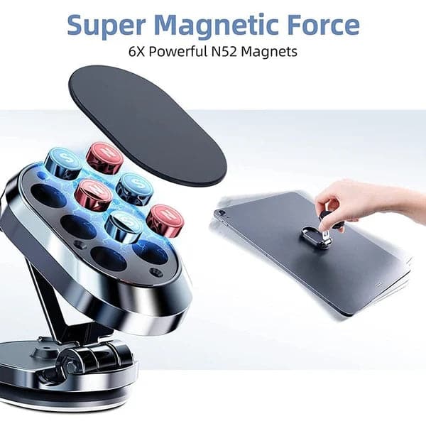 Support magnétique pour téléphone en voiture – pliable et amélioré, fixation fiable