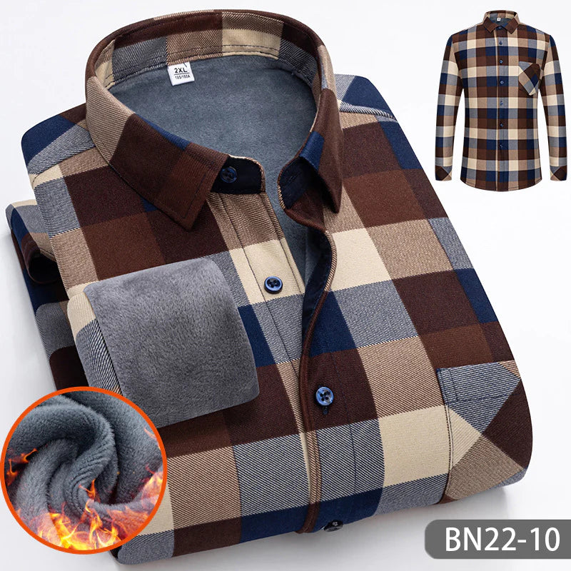 🔥 50% DE RÉDUCTION ! ✨ Chemise Homme Épaissie à Rayures pour Automne/Hiver - Double Couche Isolante, Chaleur 360°, Équivalent à 3 Chemises Classiques 👔❄️