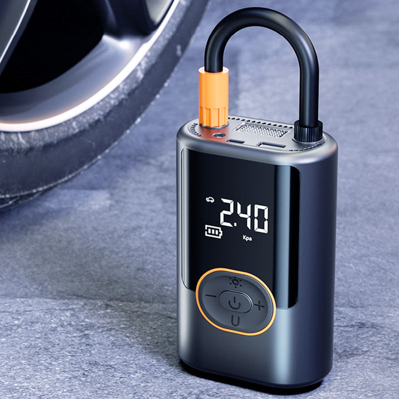 Gonfleur de Pneus Portable Multifonction avec Lumière LED – Compact et Puissant