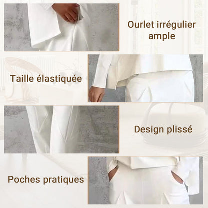 ✨️Ensemble 2 pièces haut à manches longues et pantalon à col rond