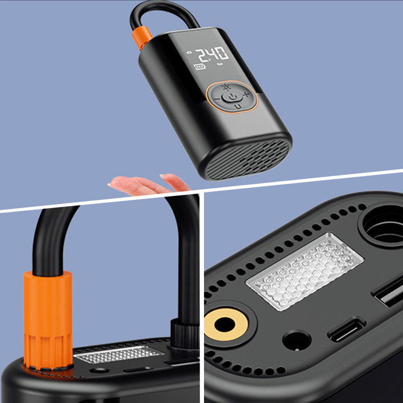 Gonfleur de Pneus Portable Multifonction avec Lumière LED – Compact et Puissant