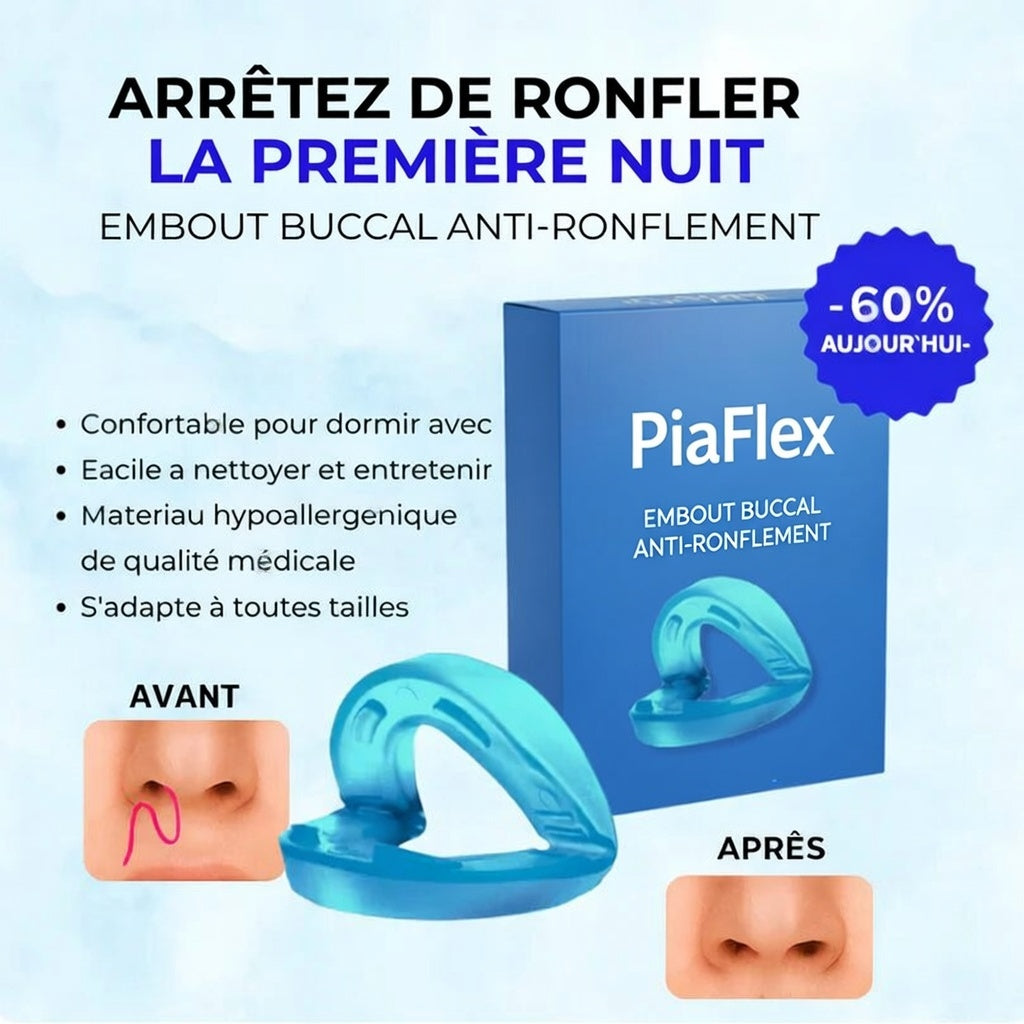 Piaflex™ Embout Buccal Anti-Ronflement | Stoppez les ronflements dès la 1re nuit, ou dormez seul à vie !