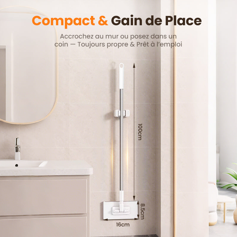 🔥 Promo exclusive -60% sur la Serpillère Réutilisable avec Pince Biomimétique Auto-Serrante, Manche Télescopique 100 cm, Rotation 360° et Écologique (Multi-Surfaces) !