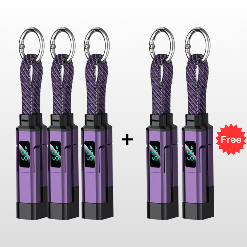 💐50% DE RÉDUCTION ! 🔌 Câble de charge 4 en 1 avec affichage numérique et anneau porte-clés – charge rapide, résistant aux nœuds et compact ⚡🔑【Offre Limitée】