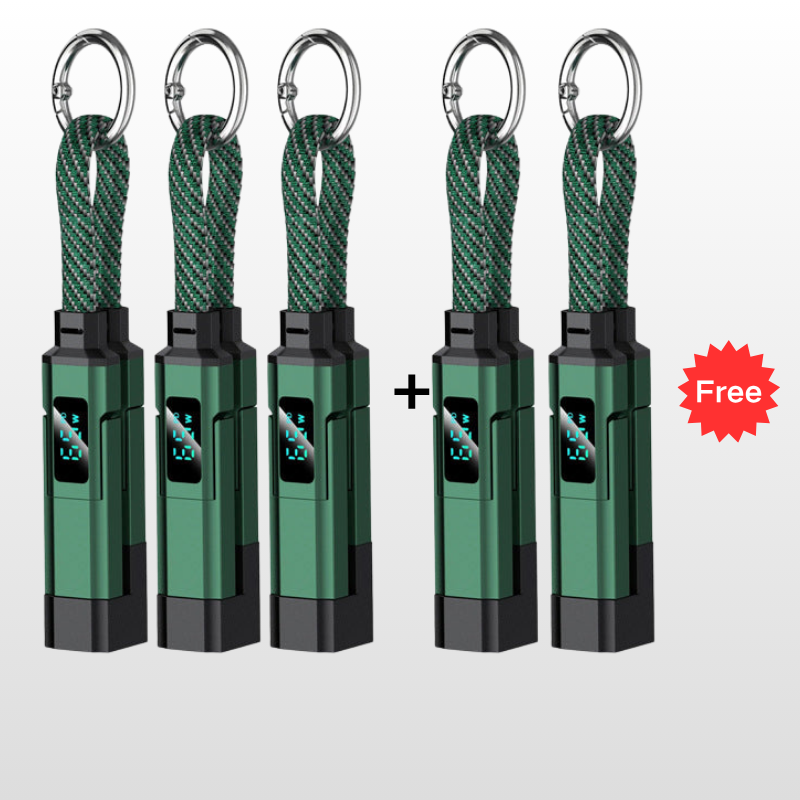 💐50% DE RÉDUCTION ! 🔌 Câble de charge 4 en 1 avec affichage numérique et anneau porte-clés – charge rapide, résistant aux nœuds et compact ⚡🔑【Offre Limitée】