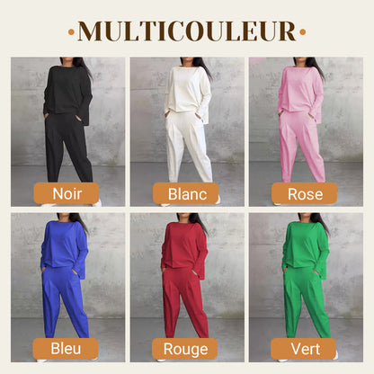 ✨️Ensemble 2 pièces haut à manches longues et pantalon à col rond