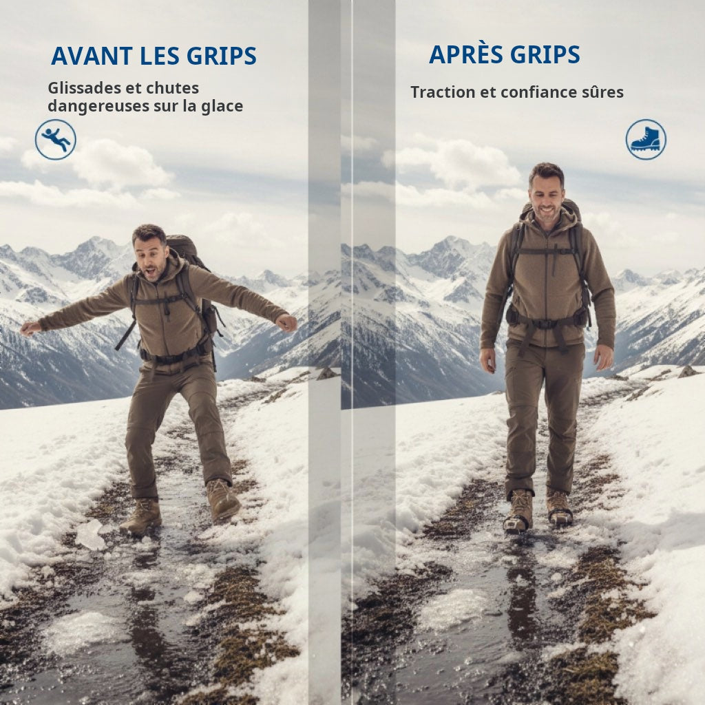 Crampons 26 Dents en Acier de Manganèse 🥾 | Plaques Antidérapantes en Acier Inoxydable ⚙️ | Performance sur Glace, Neige, Boue et Escalade ❄️🧗 | Compatibles avec Surchaussures