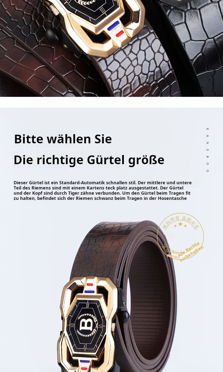 📢📢50 %  DE RÉDUCTION !! ⏰🐊Ceinture en cuir pour homme avec motif crocodile raffiné, boucle automatique et fabriquée en cuir de vachette.