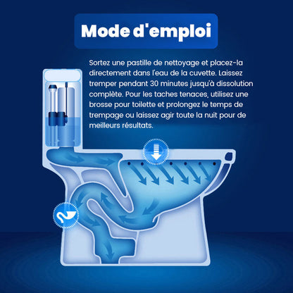 ✨🚽 Tablettes effervescentes nettoyantes pour toilettes – détartrage et décontamination, élimination des dépôts urinaires et des odeurs