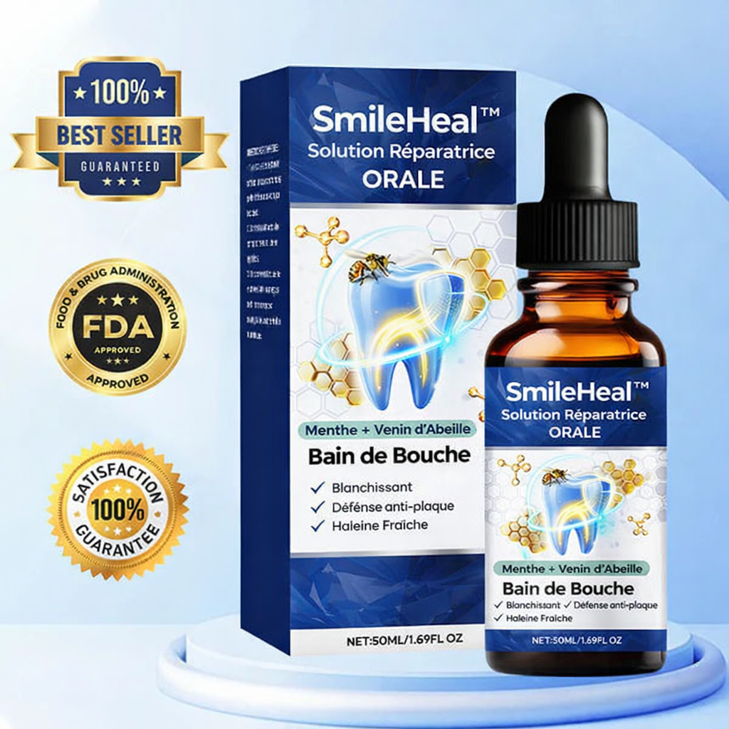 SmileHeal™ Solution Réparatrice Orale Stoppe les saignements en 7 jours et renforce les dents !