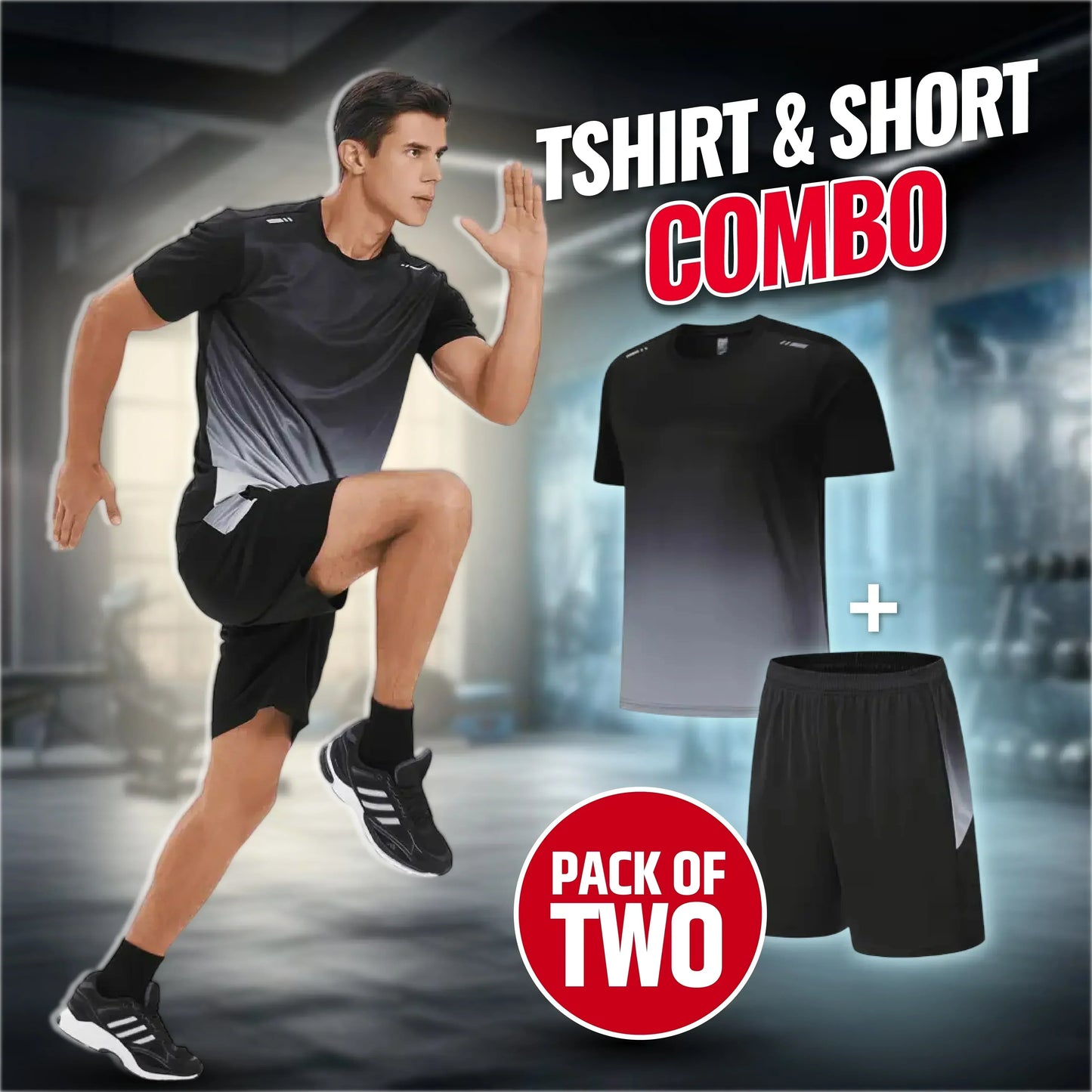 Ensemble de sport homme – T-shirt et short amples, respirants et à séchage rapide