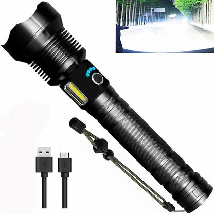 Lampe de poche tactique LED rechargeable avec laser - 90 000 lumens ultra-puissants ⚡