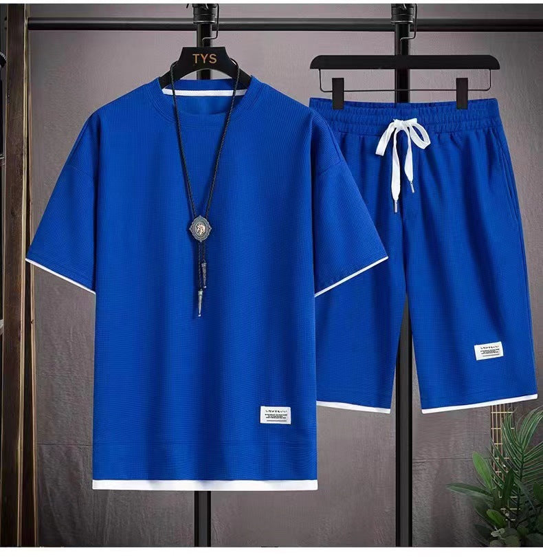 Ensemble 2 Pièces T-shirt et Short en Tissu Gaufré
