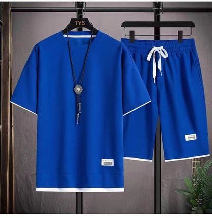 Ensemble 2 Pièces T-shirt et Short en Tissu Gaufré