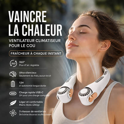 🌀💥 VENTE CLIMATISEUR PORTABLE – Ventilateur de Cou à Faible Bruit, Rotatif 360° & Autonomie Longue