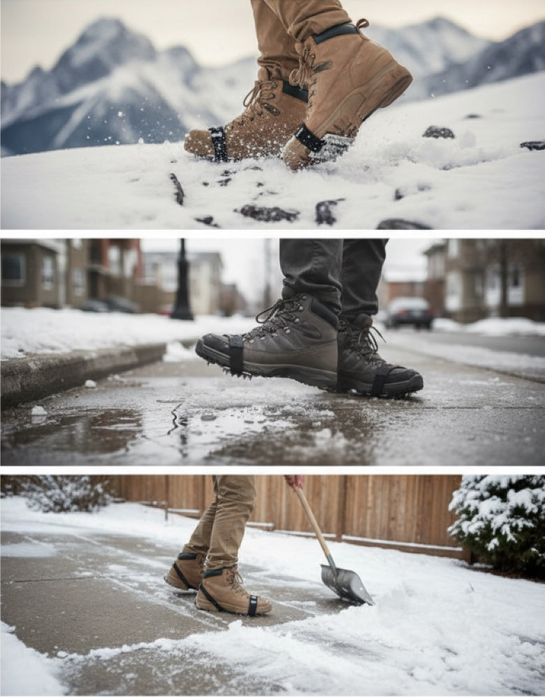 Crampons 26 Dents en Acier de Manganèse 🥾 | Plaques Antidérapantes en Acier Inoxydable ⚙️ | Performance sur Glace, Neige, Boue et Escalade ❄️🧗 | Compatibles avec Surchaussures