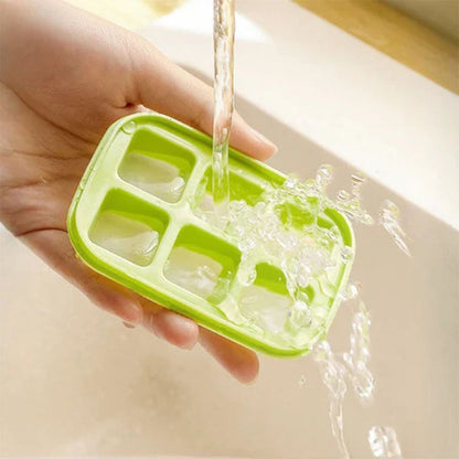 Promo limitée 50% : Mini Bac à Glaçons Réutilisable 6 Compartiments – Fermeture Rapide, Sans BPA, Démoulage Facile, Silicone Alimentaire, Compact pour Petit Congélateur