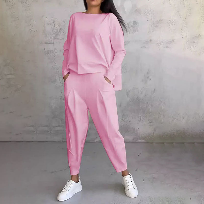 ✨️Ensemble 2 pièces haut à manches longues et pantalon à col rond