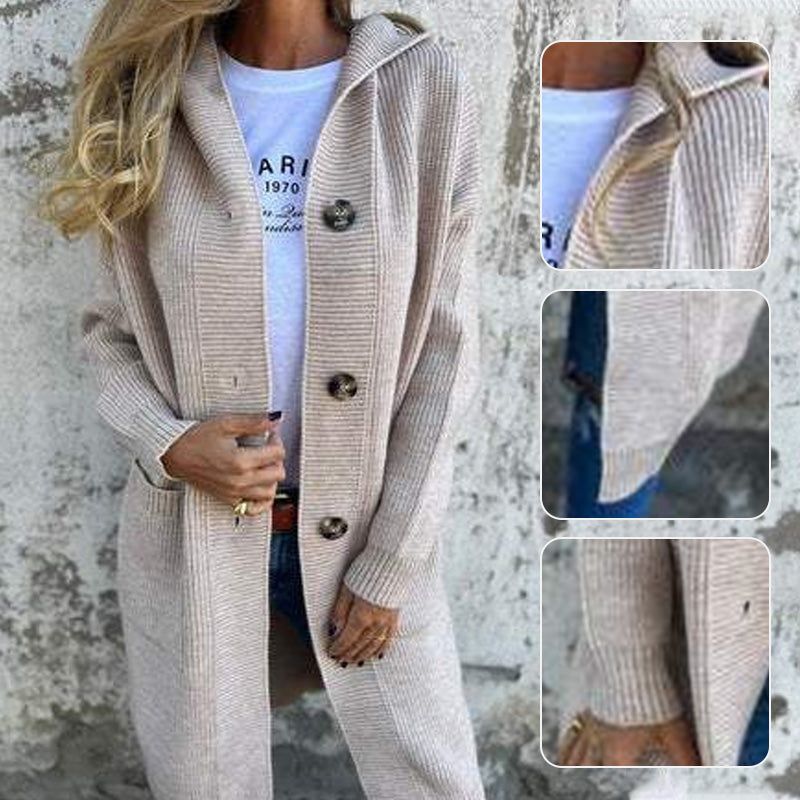 🥳Chaude vente 55% de réduction🌸Veste en tricot à boutons avec capuche pour femmes
