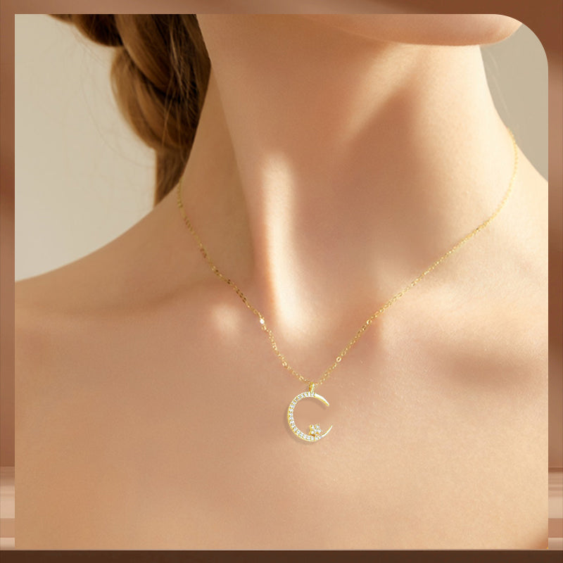 💕60% de réduction💕Collier Étincelant avec Pendentif d'Étoile et de Lune