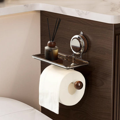 🔥Porte-papier hygiénique sans trous avec étagère intégrée – design épuré et pratique
