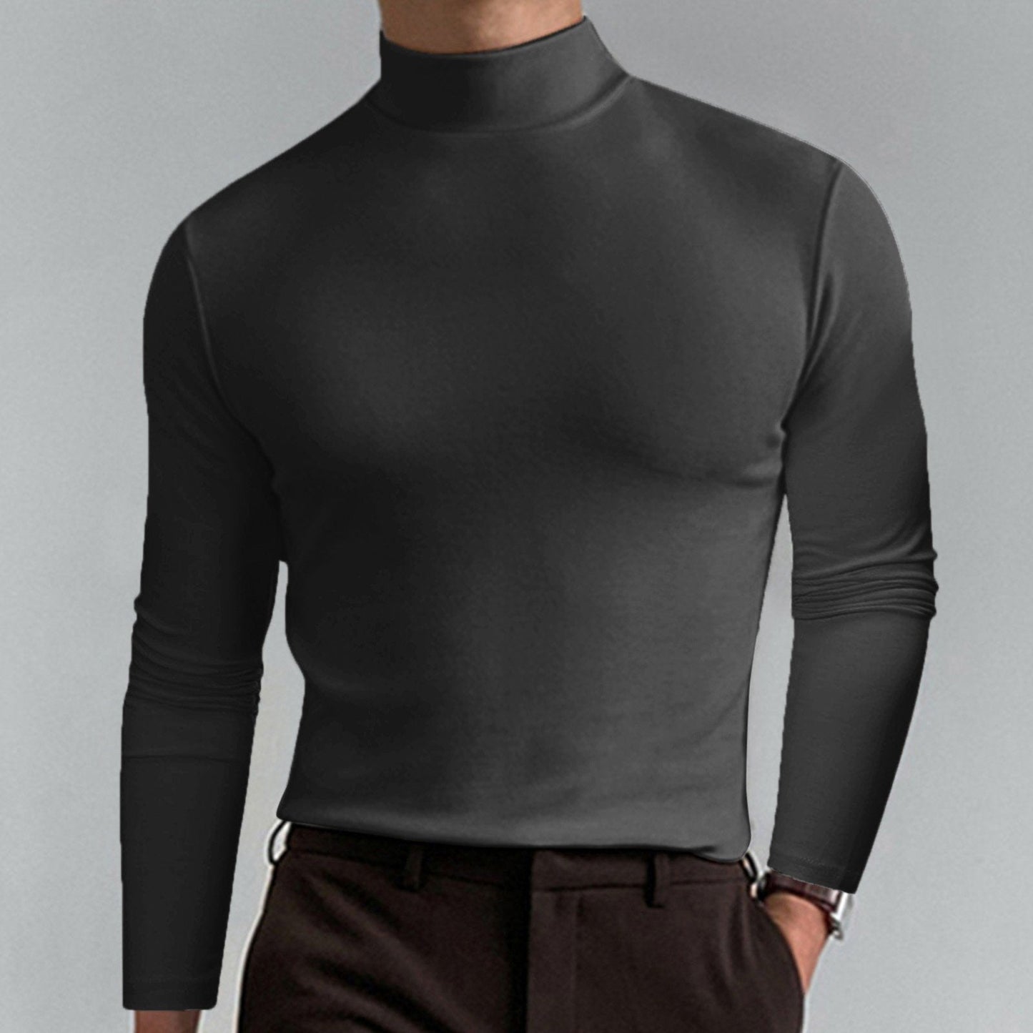 👕 48% DE RÉDUCTION ! ✨ T-shirt Homme à Col Montant - Coupe Adjustable et Tissu Respirant, Idéal pour Sport ou Quotidien 🏃‍♂️📦