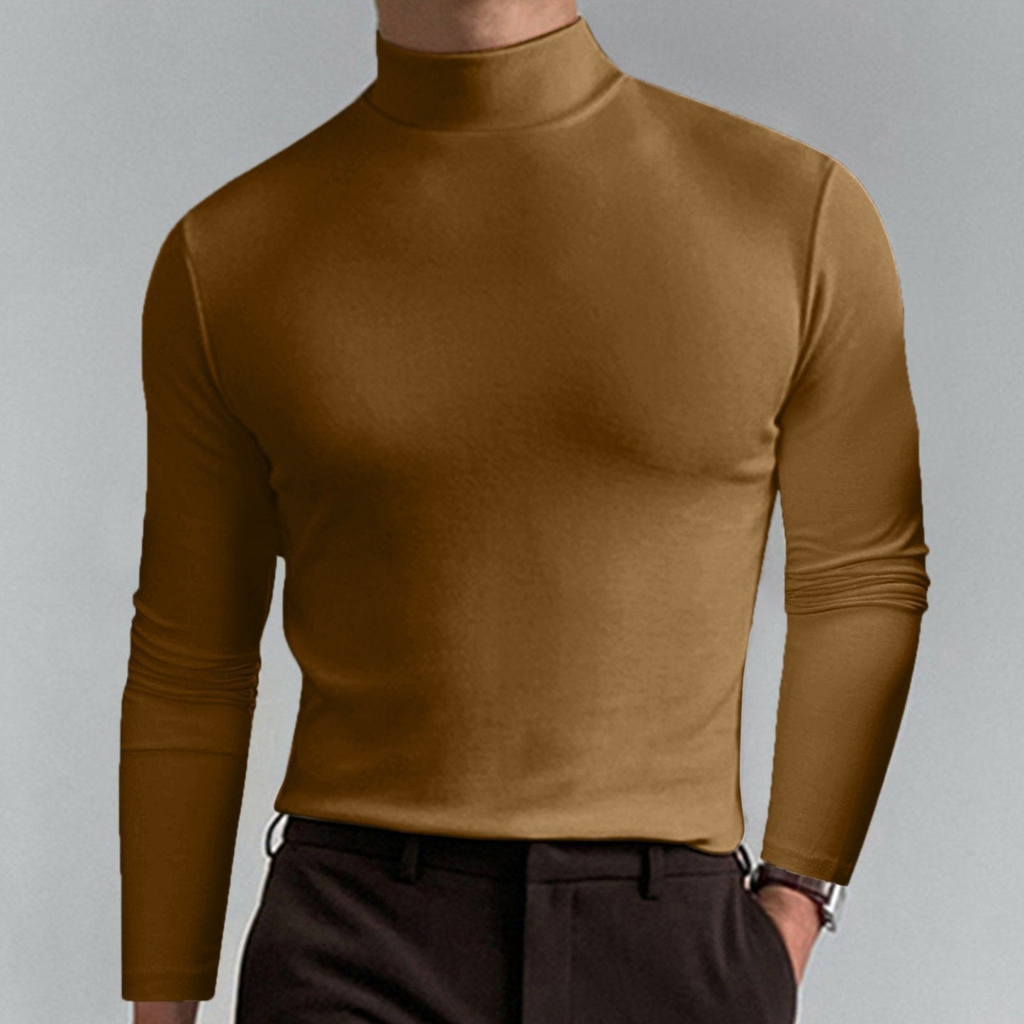👕 48% DE RÉDUCTION ! ✨ T-shirt Homme à Col Montant - Coupe Adjustable et Tissu Respirant, Idéal pour Sport ou Quotidien 🏃‍♂️📦