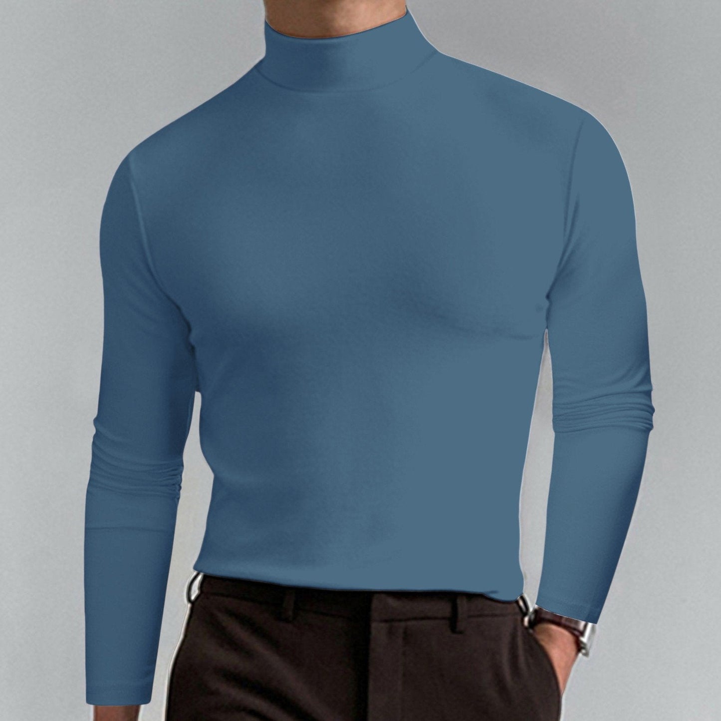 👕 48% DE RÉDUCTION ! ✨ T-shirt Homme à Col Montant - Coupe Adjustable et Tissu Respirant, Idéal pour Sport ou Quotidien 🏃‍♂️📦