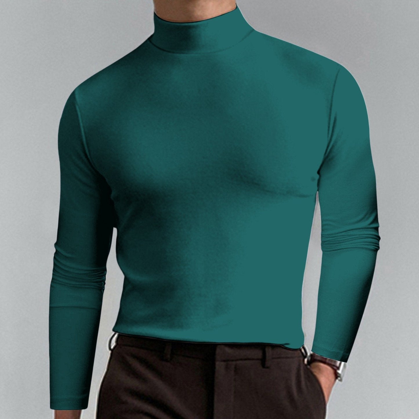 👕 48% DE RÉDUCTION ! ✨ T-shirt Homme à Col Montant - Coupe Adjustable et Tissu Respirant, Idéal pour Sport ou Quotidien 🏃‍♂️📦