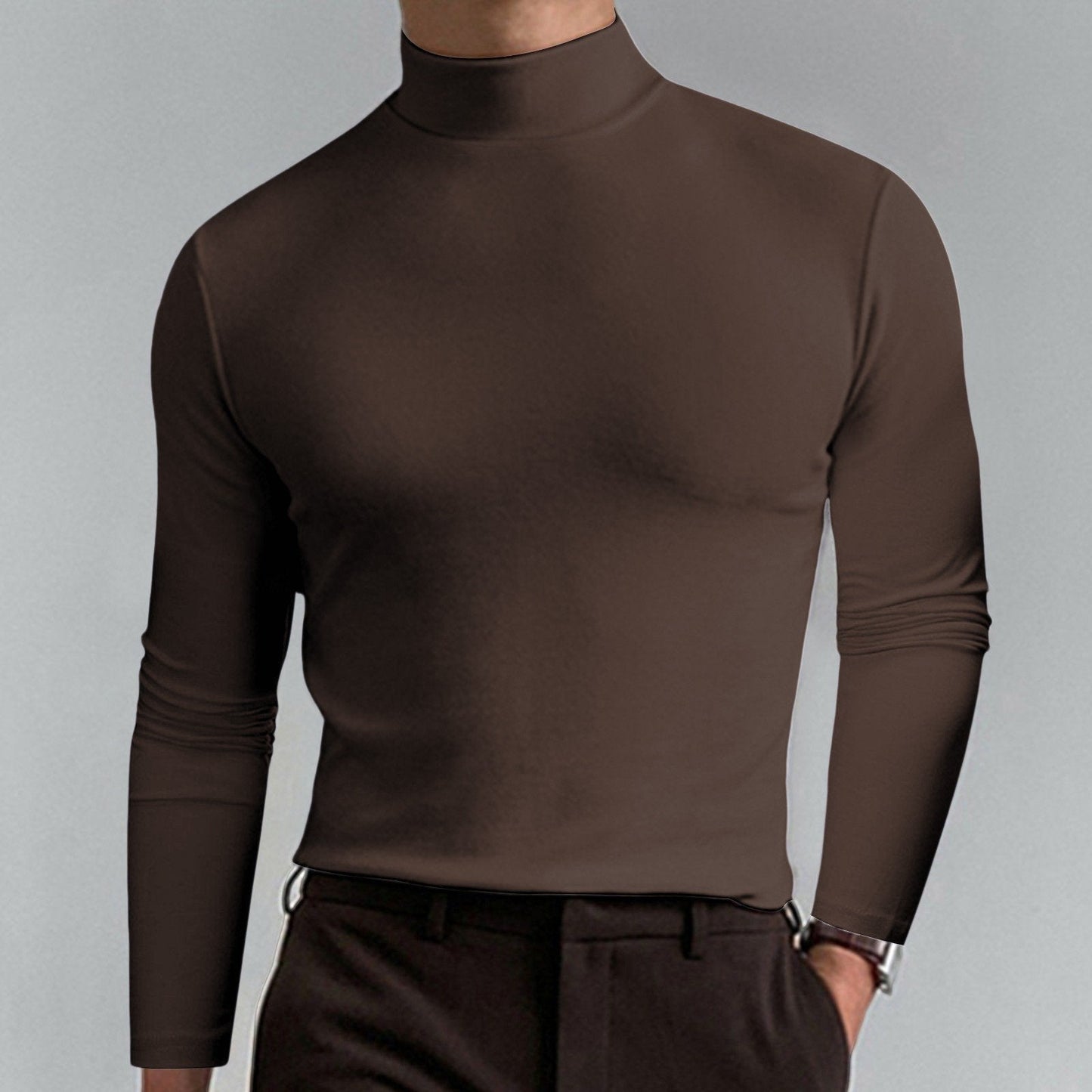 👕 48% DE RÉDUCTION ! ✨ T-shirt Homme à Col Montant - Coupe Adjustable et Tissu Respirant, Idéal pour Sport ou Quotidien 🏃‍♂️📦