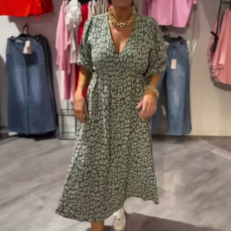 🎀🌸Robe imprimée à col V pour femme