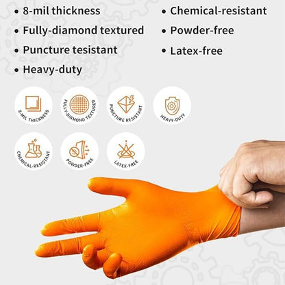 (30 paires) 🔥🔥 Gants jetables en nitrile avec renforts à motif losange - protection industrielle renforcée