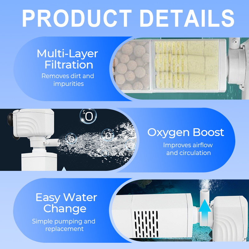 🌊✨Filtre 3 en 1 pour aquarium – filtration, oxygénation et pompage d’eau tout-en-un pour un aquarium sain🐠