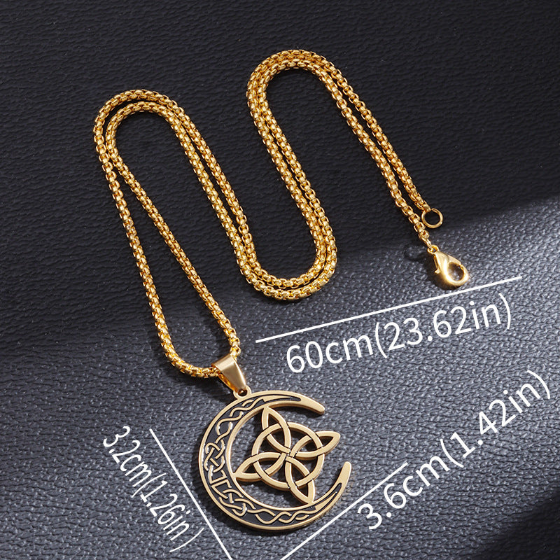 🔥 DERNIER JOUR – 50% DE RÉDUCTION !🌙 Collier Pendentif Lune Celtique – Acier Inoxydable, Unisexe & Symbolisme de Protection