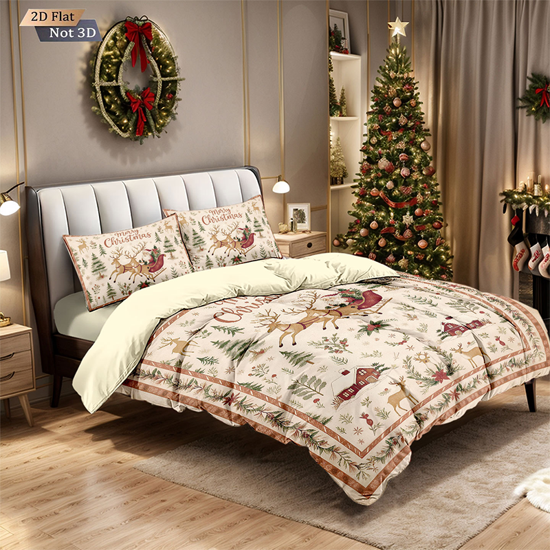 ⏳Offre spéciale à durée limitée – Ensemble festif de housse de couette 3 pièces pour Noël, confort et style 🛏️🎄❤️
