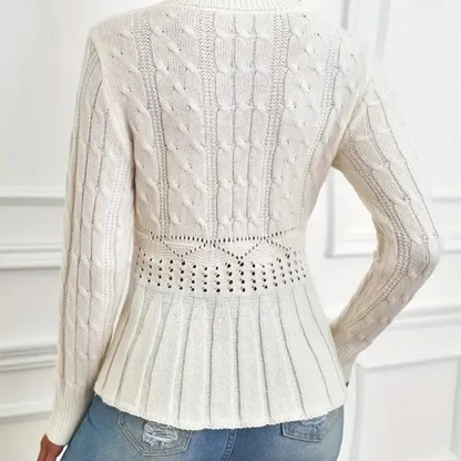 🔥 60% DE RÉDUCTION ! ✨ Pull Femme à Col Peter Pan - Maille Épaisse, Ourlet Péplum, Intemporel pour Tenues d'Automne 🧶✨