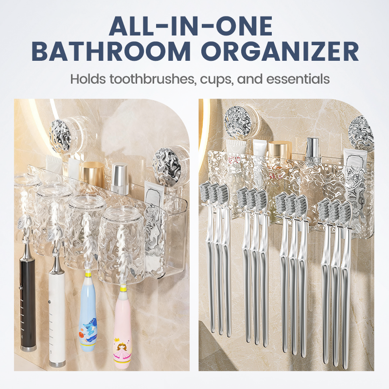 Porte-brosses à dents mural multifonctionnel – rangement pratique et élégant