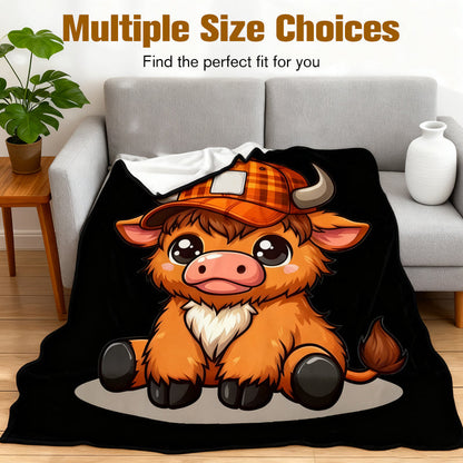 Couverture ultra-douce au motif vache dessin animé – confort moelleux et design ludique