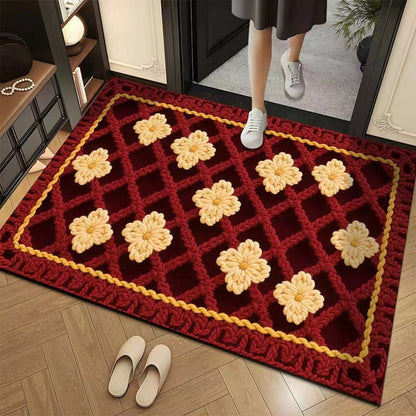 Promo 50% : Tapis de sol absorbant et antidérapant au motif fil floral 3D