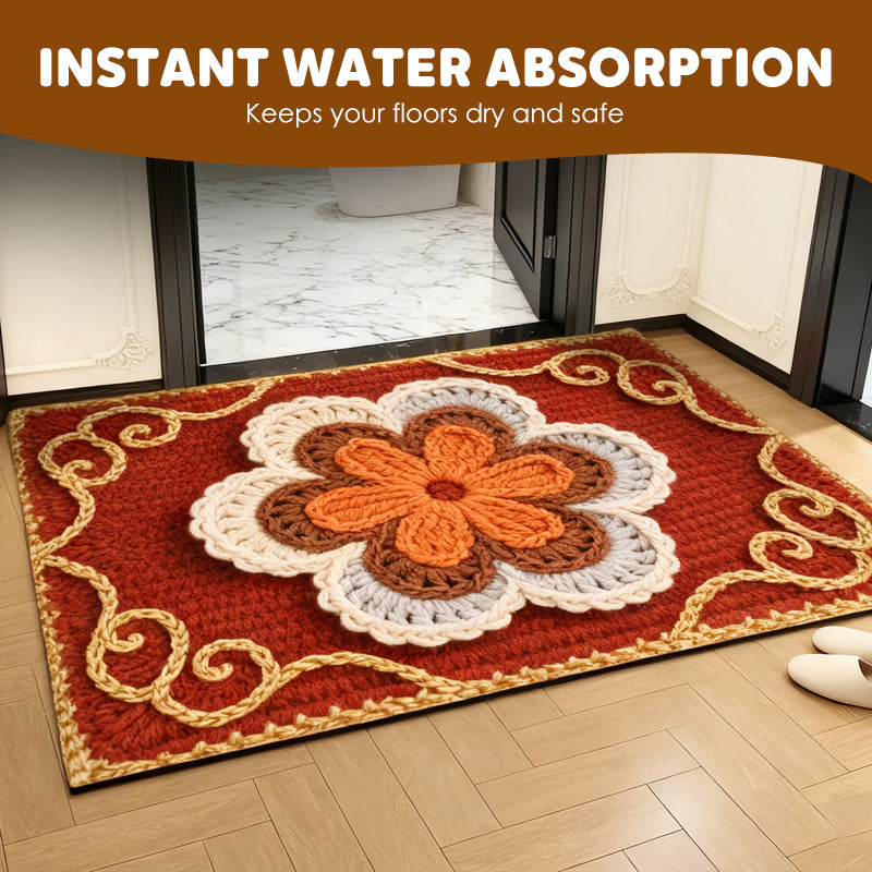 Promo 50% : Tapis de sol absorbant et antidérapant au motif fil floral 3D