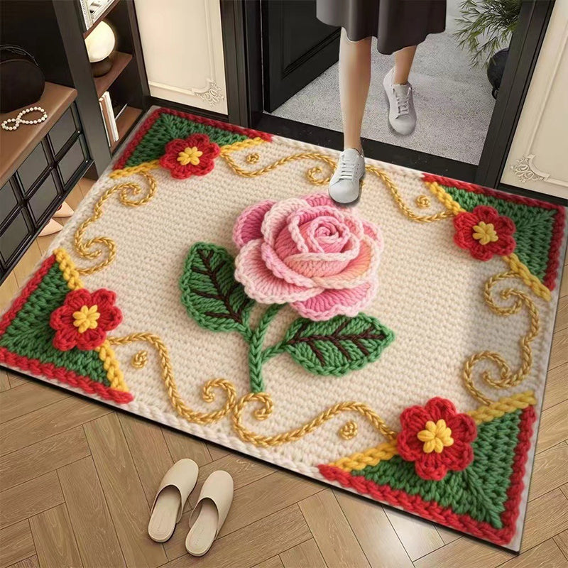 Promo 50% : Tapis de sol absorbant et antidérapant au motif fil floral 3D