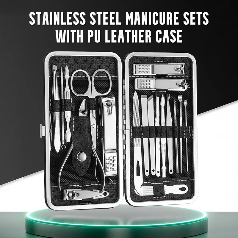 Ensemble de Manucure en Acier Inoxydable avec Étui en Cuir PU – Élégant, Durable et Portable