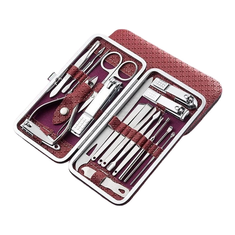 Ensemble de Manucure en Acier Inoxydable avec Étui en Cuir PU – Élégant, Durable et Portable