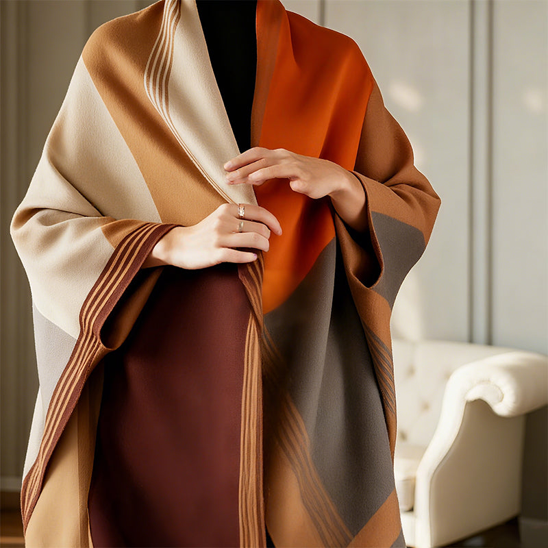 📢📢40% DE RÉDUCTION !!! ✨Écharpe-châle oversize à blocs de couleur
