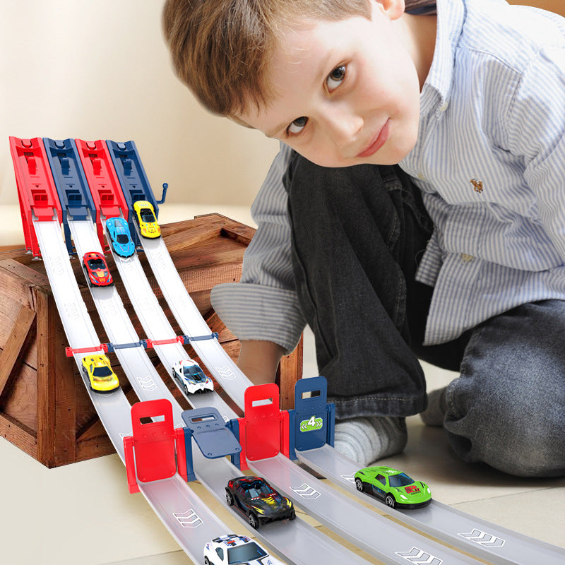 🏎️ 50% DE RÉDUCTION ! DOUBLE PISTE, DOUBLE PLAISIR ! ✨ Ensemble de Piste de Course avec Double Lanceur de Voitures - 2 Lanceurs avec 360° de Loopings & 6 Modes de Vitesse pour des Compétitions Fratrie ! 🚗✨